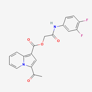 molecular formula C19H14F2N2O4 B2480155 2-((3,4-Difluorophenyl)amino)-2-oxoethyl 3-acetylindolizine-1-carboxylate CAS No. 899725-09-8
