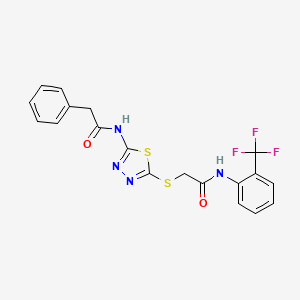 N-[5-[2-oxo-2-[2-(trifluoromethyl)anilino]ethyl]sulfanyl-1,3,4-thiadiazol-2-yl]-2-phenylacetamide