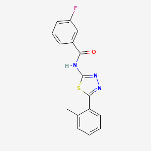 molecular formula C16H12FN3OS B2480165 3-fluoro-N-(5-(o-tolyl)-1,3,4-thiadiazol-2-yl)benzamide CAS No. 392243-39-9