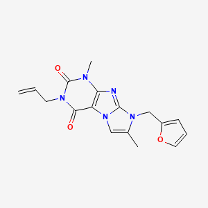 molecular formula C17H17N5O3 B2480167 6-(Furan-2-ylmethyl)-4,7-dimethyl-2-prop-2-enylpurino[7,8-a]imidazole-1,3-dione CAS No. 896319-99-6