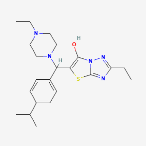 molecular formula C22H31N5OS B2480168 2-Ethyl-5-((4-ethylpiperazin-1-yl)(4-isopropylphenyl)methyl)thiazolo[3,2-b][1,2,4]triazol-6-ol CAS No. 886911-15-5