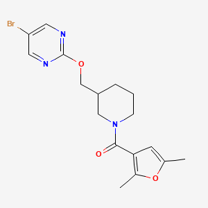 molecular formula C17H20BrN3O3 B2480171 [3-[(5-Bromopyrimidin-2-yl)oxymethyl]piperidin-1-yl]-(2,5-dimethylfuran-3-yl)methanone CAS No. 2380057-14-5