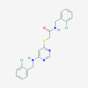 molecular formula C20H18Cl2N4OS B2480177 N-(2-chlorobenzyl)-2-((6-((2-chlorobenzyl)amino)pyrimidin-4-yl)thio)acetamide CAS No. 1116006-62-2