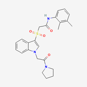 molecular formula C24H27N3O4S B2480206 N-(2,3-dimethylphenyl)-2-((1-(2-oxo-2-(pyrrolidin-1-yl)ethyl)-1H-indol-3-yl)sulfonyl)acetamide CAS No. 878055-98-2