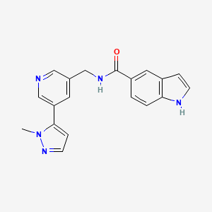 molecular formula C19H17N5O B2480240 N-((5-(1-methyl-1H-pyrazol-5-yl)pyridin-3-yl)methyl)-1H-indole-5-carboxamide CAS No. 2034384-22-8