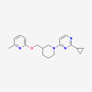 molecular formula C19H24N4O B2480241 2-Cyclopropyl-4-[3-[(6-methylpyridin-2-yl)oxymethyl]piperidin-1-yl]pyrimidine CAS No. 2415466-21-4