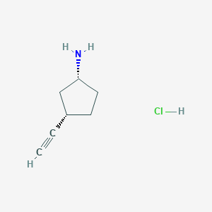 molecular formula C7H12ClN B2480247 (1R,3S)-3-乙炔基环戊烷-1-胺；盐酸盐 CAS No. 2490314-27-5