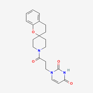 molecular formula C20H23N3O4 B2480261 1-(3-氧代-3-(螺[色满-2,4'-哌啶]-1'-基)丙基)嘧啶-2,4(1H,3H)-二酮 CAS No. 1421472-36-7