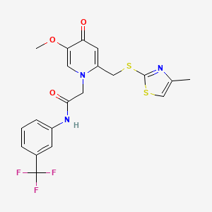 2-(5-methoxy-2-(((4-methylthiazol-2-yl)thio)methyl)-4-oxopyridin-1(4H)-yl)-N-(3-(trifluoromethyl)phenyl)acetamide