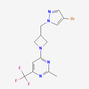 molecular formula C13H13BrF3N5 B2480267 4-{3-[(4-bromo-1H-pyrazol-1-yl)methyl]azetidin-1-yl}-2-methyl-6-(trifluoromethyl)pyrimidine CAS No. 2415457-21-3