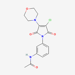 molecular formula C16H16ClN3O4 B2480273 N-[3-(3-Chloro-4-morpholin-4-yl-2,5-dioxopyrrol-1-yl)phenyl]acetamide CAS No. 2117998-37-3