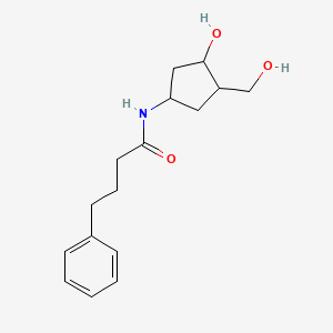 molecular formula C16H23NO3 B2480285 N-(3-hydroxy-4-(hydroxymethyl)cyclopentyl)-4-phenylbutanamide CAS No. 1421462-21-6
