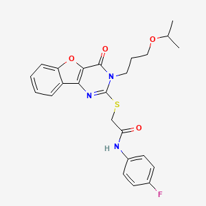 molecular formula C24H24FN3O4S B2480289 N-(4-fluorophenyl)-2-((3-(3-isopropoxypropyl)-4-oxo-3,4-dihydrobenzofuro[3,2-d]pyrimidin-2-yl)thio)acetamide CAS No. 900004-20-8
