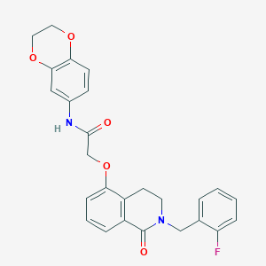 N-(2,3-dihydro-1,4-benzodioxin-6-yl)-2-[[2-[(2-fluorophenyl)methyl]-1-oxo-3,4-dihydroisoquinolin-5-yl]oxy]acetamide