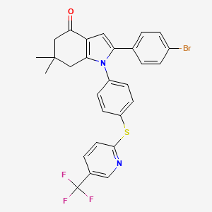 2-(4-Bromophenyl)-6,6-dimethyl-1-[4-[5-(trifluoromethyl)pyridin-2-yl]sulfanylphenyl]-5,7-dihydroindol-4-one
