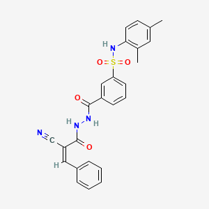 molecular formula C25H22N4O4S B2480311 3-[[[(Z)-2-Cyano-3-phenylprop-2-enoyl]amino]carbamoyl]-N-(2,4-dimethylphenyl)benzenesulfonamide CAS No. 748773-38-8