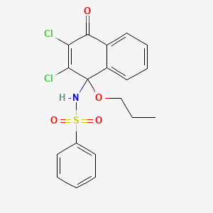 molecular formula C19H17Cl2NO4S B2480321 N-(2,3-二氯-4-氧代-1-丙氧基-1,4-二氢萘-1-基)苯磺酰胺 CAS No. 179245-28-4
