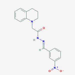 molecular formula C18H18N4O3 B2480322 (E)-2-(3,4-dihydroquinolin-1(2H)-yl)-N'-(3-nitrobenzylidene)acetohydrazide CAS No. 681479-29-8