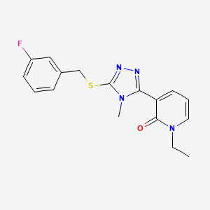 molecular formula C17H17FN4OS B2480327 1-ethyl-3-(5-((3-fluorobenzyl)thio)-4-methyl-4H-1,2,4-triazol-3-yl)pyridin-2(1H)-one CAS No. 1105228-75-8