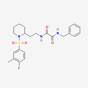 molecular formula C23H28FN3O4S B2480329 N1-苄基-N2-(2-(1-((4-氟-3-甲基苯基)磺酰)哌啶-2-基)乙基)草酰胺 CAS No. 898426-14-7