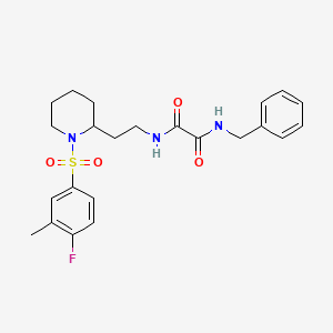 molecular formula C23H28FN3O4S B2480329 N'-benzyl-N-{2-[1-(4-fluoro-3-méthylbenzènesulfonyl)pipéridin-2-yl]éthyl}éthanediamide CAS No. 898426-14-7