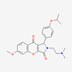 molecular formula C25H28N2O5 B2480333 2-(2-(Dimethylamino)ethyl)-1-(4-isopropoxyphenyl)-6-methoxy-1,2-dihydrochromeno[2,3-c]pyrrole-3,9-dione CAS No. 886154-82-1