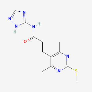 molecular formula C12H16N6OS B2480334 3-[4,6-dimethyl-2-(methylsulfanyl)pyrimidin-5-yl]-N-(4H-1,2,4-triazol-3-yl)propanamide CAS No. 2094399-29-6