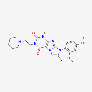 molecular formula C24H30N6O4 B2480337 8-(2,4-二甲氧基苯基)-1,7-二甲基-3-(2-(哌啶-1-基)乙基)-1H-咪唑并[2,1-f]嘌呤-2,4(3H,8H)-二酮 CAS No. 896067-69-9