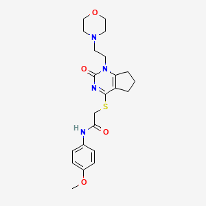 molecular formula C22H28N4O4S B2480352 N-(4-methoxyphenyl)-2-((1-(2-morpholinoethyl)-2-oxo-2,5,6,7-tetrahydro-1H-cyclopenta[d]pyrimidin-4-yl)thio)acetamide CAS No. 898450-79-8