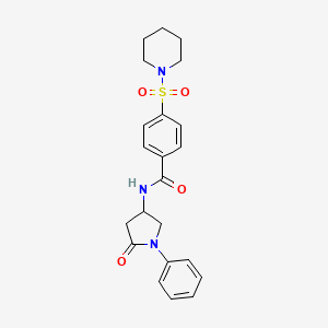 N-(5-oxo-1-phenylpyrrolidin-3-yl)-4-(piperidin-1-ylsulfonyl)benzamide