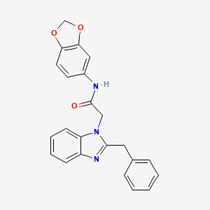 molecular formula C23H19N3O3 B2480359 N-(benzo[d][1,3]dioxol-5-yl)-2-(2-benzyl-1H-benzo[d]imidazol-1-yl)acetamide CAS No. 955302-34-8