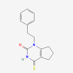 molecular formula C15H16N2OS B2480365 1-phenethyl-4-thioxo-3,4,6,7-tetrahydro-1H-cyclopenta[d]pyrimidin-2(5H)-one CAS No. 919227-54-6