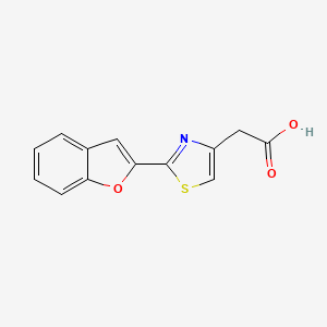 molecular formula C13H9NO3S B2480377 2-[2-(1-Benzofuran-2-yl)-1,3-thiazol-4-yl]acetic acid CAS No. 1096955-27-9