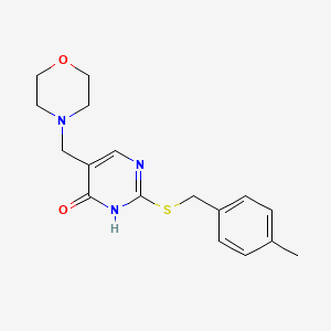 molecular formula C17H21N3O2S B2480379 2-{[(4-Methylphenyl)methyl]sulfanyl}-5-(morpholin-4-ylmethyl)-1,4-dihydropyrimidin-4-one CAS No. 1221715-34-9