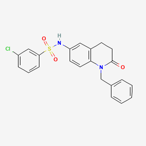 molecular formula C22H19ClN2O3S B2480383 N-(1-benzyl-2-oxo-1,2,3,4-tetrahydroquinolin-6-yl)-3-chlorobenzenesulfonamide CAS No. 946270-29-7