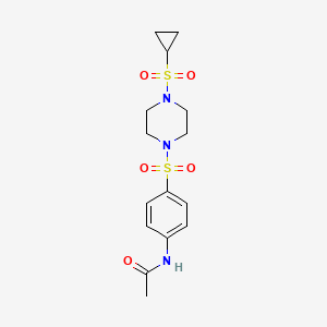 molecular formula C15H21N3O5S2 B2480385 N-(4-((4-(环丙磺酰基)哌嗪-1-基)磺酰基)苯基)乙酰胺 CAS No. 1226446-82-7