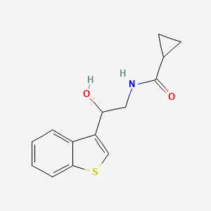 molecular formula C14H15NO2S B2480407 N-[2-(1-ベンゾチオフェン-3-イル)-2-ヒドロキシエチル]シクロプロパンカルボキサミド CAS No. 2034270-91-0