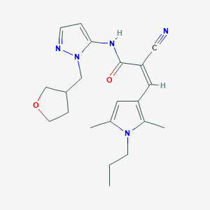 molecular formula C21H27N5O2 B2480410 (Z)-2-cyano-3-(2,5-dimethyl-1-propylpyrrol-3-yl)-N-[2-(oxolan-3-ylmethyl)pyrazol-3-yl]prop-2-enamide CAS No. 1303061-61-1