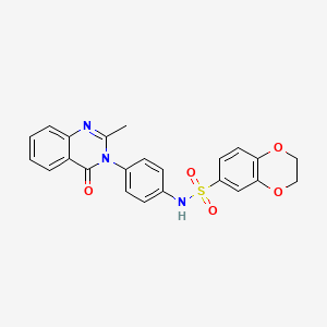 molecular formula C23H19N3O5S B2480415 N-(4-(2-methyl-4-oxoquinazolin-3(4H)-yl)phenyl)-2,3-dihydrobenzo[b][1,4]dioxine-6-sulfonamide CAS No. 898455-85-1