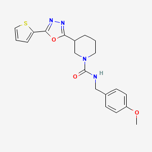 molecular formula C20H22N4O3S B2480416 N-(4-甲氧基苄基)-3-(5-(噻吩-2-基)-1,3,4-噁二唑-2-基)哌啶-1-甲酰胺 CAS No. 1105201-45-3