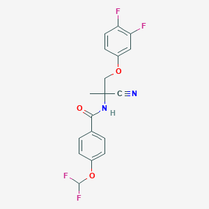 molecular formula C18H14F4N2O3 B2480418 N-[1-cyano-2-(3,4-difluorophenoxy)-1-methylethyl]-4-(difluoromethoxy)benzamide CAS No. 1394752-90-9