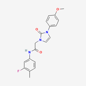 molecular formula C19H18FN3O3 B2480428 N-(3-氟-4-甲基苯基)-2-(3-(4-甲氧基苯基)-2-氧代-2,3-二氢-1H-咪唑-1-基)乙酰胺 CAS No. 951543-14-9