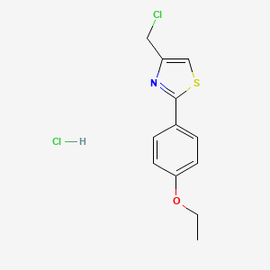 molecular formula C12H13Cl2NOS B2480430 4-(クロロメチル)-2-(4-エトキシフェニル)-1,3-チアゾール塩酸塩 CAS No. 1052537-94-6