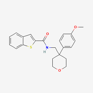 molecular formula C22H23NO3S B2480434 N-{[4-(4-甲氧基苯基)氧杂环己烷-4-基]甲基}-1-苯并噻吩-2-甲酰胺 CAS No. 2034244-19-2