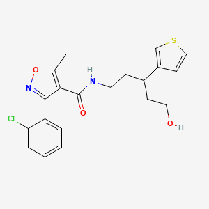 molecular formula C20H21ClN2O3S B2480436 3-(2-chlorophenyl)-N-(5-hydroxy-3-(thiophen-3-yl)pentyl)-5-methylisoxazole-4-carboxamide CAS No. 2034541-06-3