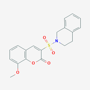 molecular formula C19H17NO5S B2480437 3-(3,4-dihydroisoquinolin-2(1H)-ylsulfonyl)-8-methoxy-2H-chromen-2-one CAS No. 950281-15-9