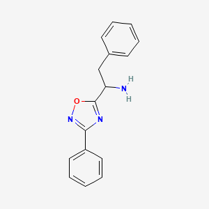 molecular formula C16H16ClN3O B2480445 2-Phenyl-1-(3-phenyl-1,2,4-oxadiazol-5-yl)ethanamine CAS No. 790270-69-8