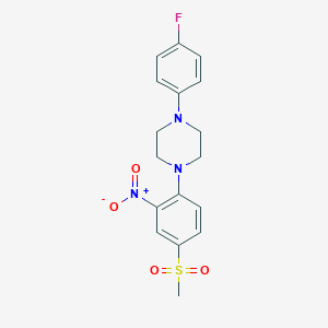 molecular formula C17H18FN3O4S B2480458 1-(4-氟苯基)-4-(4-(甲磺酰)-2-硝基苯基)哌嗪 CAS No. 890612-49-4