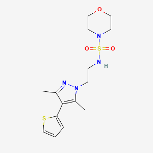 molecular formula C15H22N4O3S2 B2480460 N-(2-(3,5-dimethyl-4-(thiophen-2-yl)-1H-pyrazol-1-yl)ethyl)morpholine-4-sulfonamide CAS No. 2034324-71-3