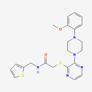 molecular formula C22H25N5O2S2 B2480467 1-{2-[(anilinocarbonyl)amino]ethyl}-N-isopropyl-1H-1,2,3-benzotriazole-5-carboxamide CAS No. 1116038-34-6